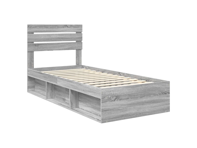  Lit simple- lit adulte -  cadre de lit gris sonoma 100 x 200 cm pin massif  - Conforama C