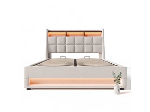 Lit coffre 160x200 cm ZERBACO   coloris beige