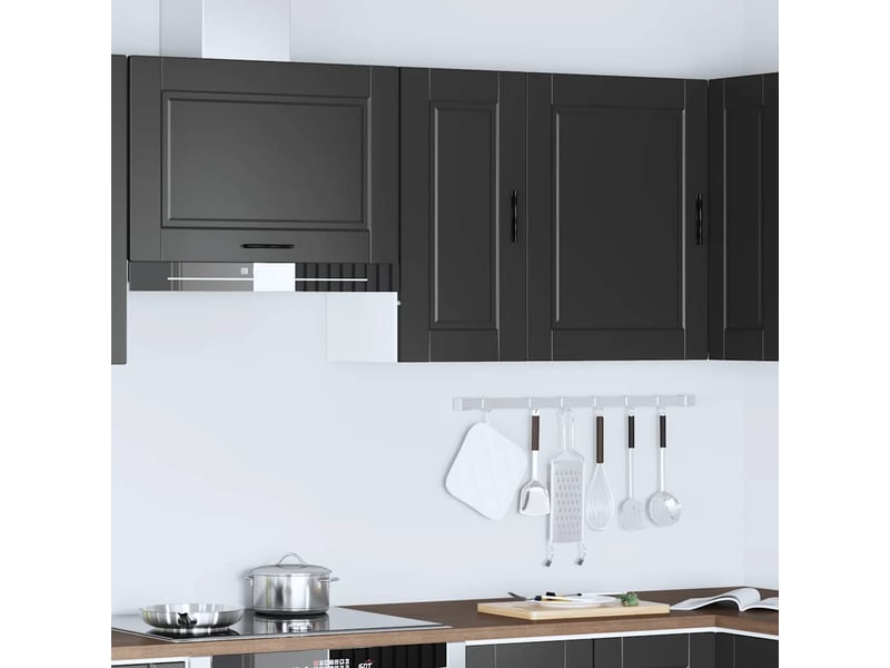 Meuble de rangement, armoire murale de cuisine porto noir bois d'ingénierie shl2870 - Conforama C