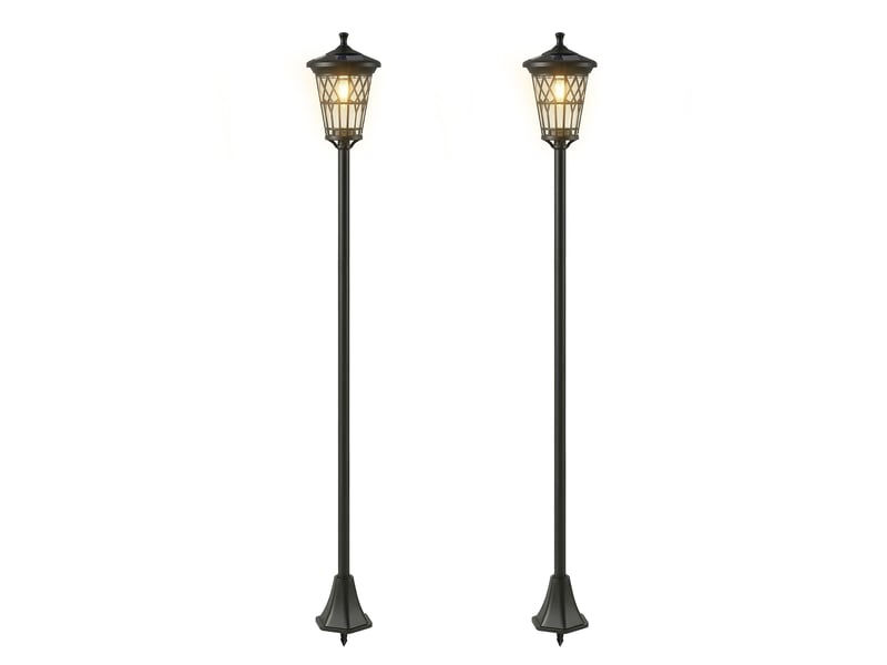  Lot de 2 lampes solaires d'extérieur à hauteur réglable, en acier inoxydable et abs, 23,5 x 23,5 x 186 cm, noires  - Conforama B
