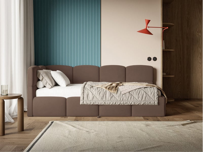 Selsey cloudy - lit rembourré - 170x185 cm - velours marron - côté gauche Cloudy - Conforama B