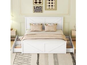 Lit avec rangement 160x200 cm DESVIAE coloris blanc