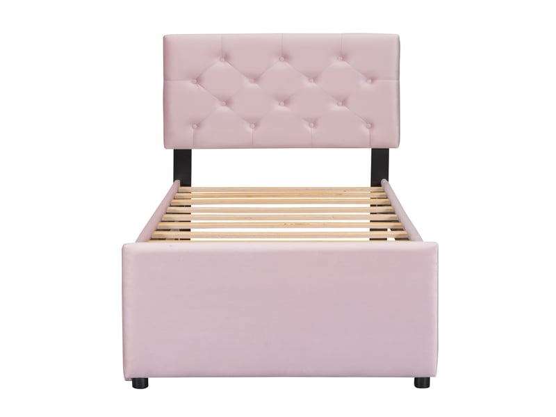  Lit enfant 90x200cm,lit gigogne en velours avec conception des boutons,rose lit enfant rose - Conforama D