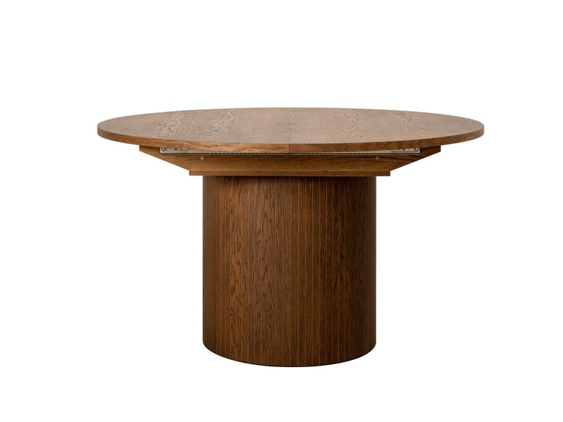  Bobochic ensemble sormiou avec table à manger ronde extensible 130 à 180 cm + lot de chaises bastide placage chêne massif marron foncé SORMIOU - Conforama A