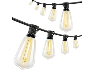 Guirlande lumineuse led connectable 18 m noire en plastique, 50 ampoules st38, intérieur et extérieur