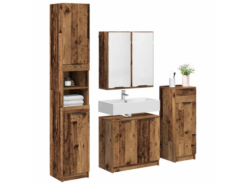  Ensemble de mobilier de salle de bain 4 pc bois ancien cf64500  - Conforama C