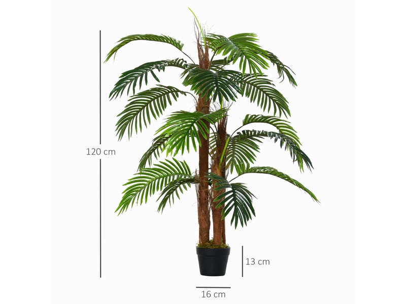  Palmier artificiel hauteur 1,2 m arbre artificiel tronc branches lichen feuilles grand réalisme pot inclus  - Conforama E