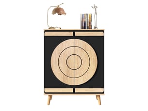 Meuble à chaussures 76x37x98.5 cm, design contemporain, portes rondes noires, rangement ordonné pour entrée ou couloir