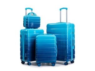 Set de 4 valises rigides,14202428 pouces,avec serrure,pc,bleu