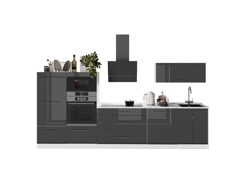  Vicco cuisine, anthracite haute brillanceblanc, 340cm sans pt  - Conforama E