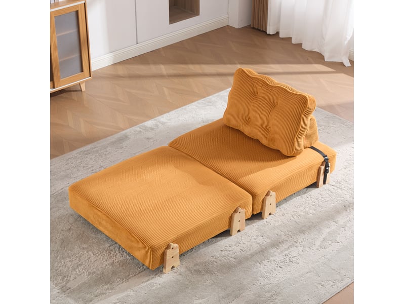  Fauteuil-lit 90x86x84 cm pliant à pieds en bois orange sans matelas  - Conforama B