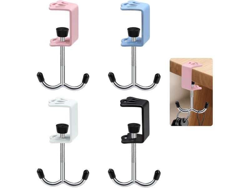  Ensemble de 4 crochets métalliques pour sac à main, sac à dos, casque, parapluie ou sac à placer sous un bureau, multicolore GTR04356 - Conforama A