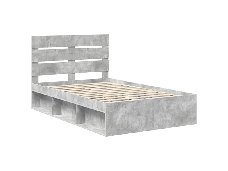  Lit double- lit adulte -  cadre de lit béton 120 x 190 cm bois de pin massif  - Conforama C