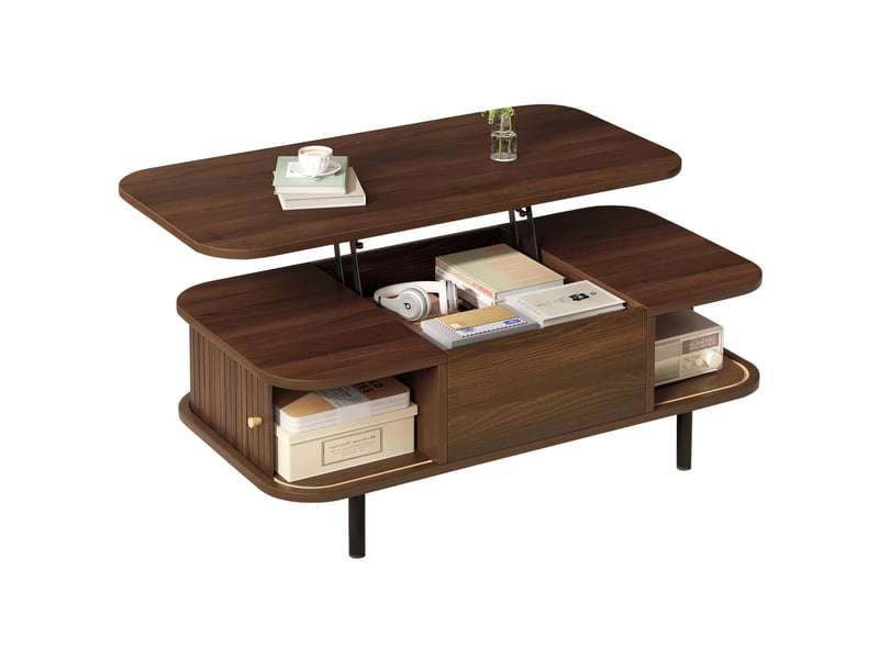  Table basse relevable 101x51x52,5 cm avec rangement coloris noyer  - Conforama A