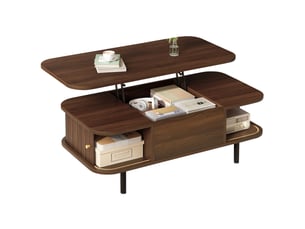 Table basse relevable 101x51x52,5 cm avec rangement coloris noyer