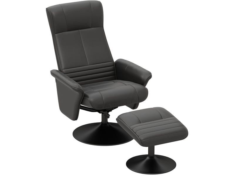  Fauteuil relax inclinable pivotant 360° avec repose-pieds noir  - Conforama A