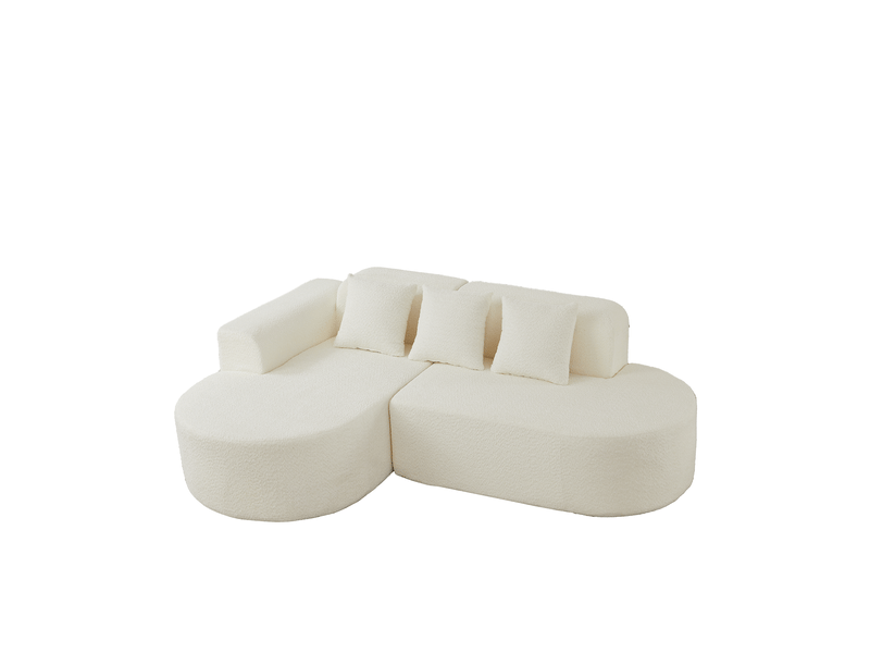  Canapé d’angle gauche 3 places en chenille crème, 222 x 157 x 73 cm Fay Lum - Conforama A