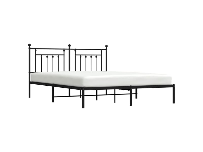  Lit double- lit adulte -  cadre de lit métal sans matelas et tête de lit noir 180x200 cm  - Conforama D