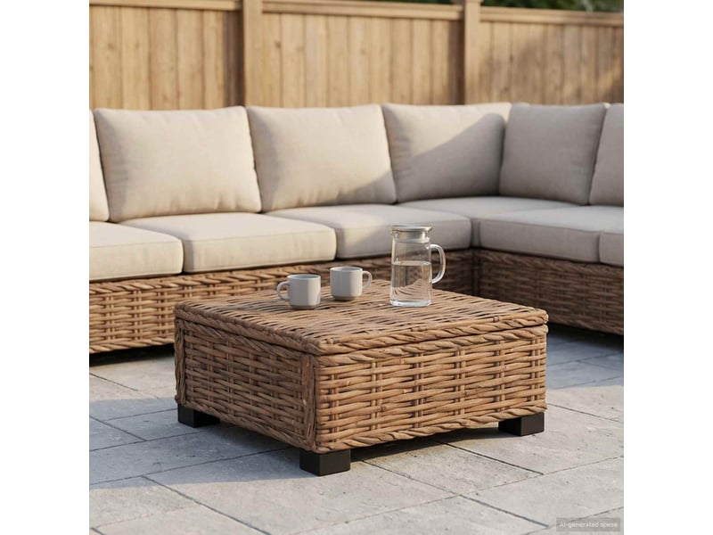  Table basse - table de salon - table à thé gendt rotin naturel naturel 67 x 60 x 30 cm  - Conforama C
