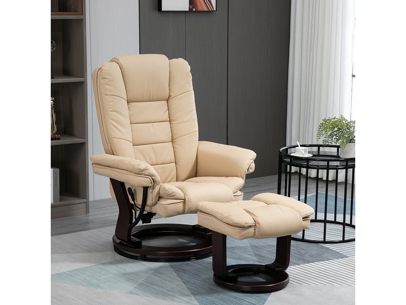  Fauteuil de relaxation, fauteuil pivotant, fauteuil inclinable, 85x82x106cm, beige  - Conforama C