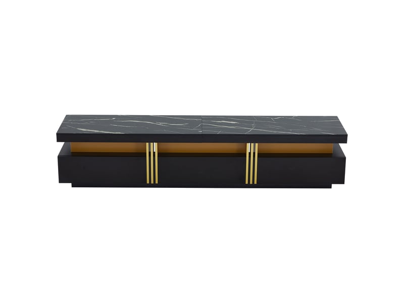  Ensemble meuble tv et table basse noir effet marbre  - Conforama A