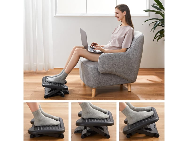  Repose-pieds réglable en hauteur et angle antidérapant pour bureau voyage 46cm×36 cm×11.5cm  - Conforama D