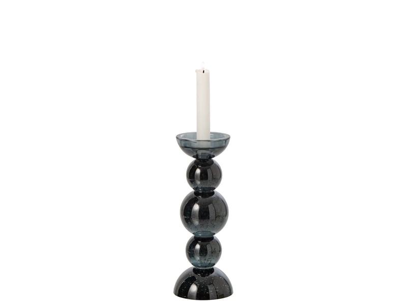  Bougeoir boules en verre dimitri 27cm bleu pétrole  - Conforama B