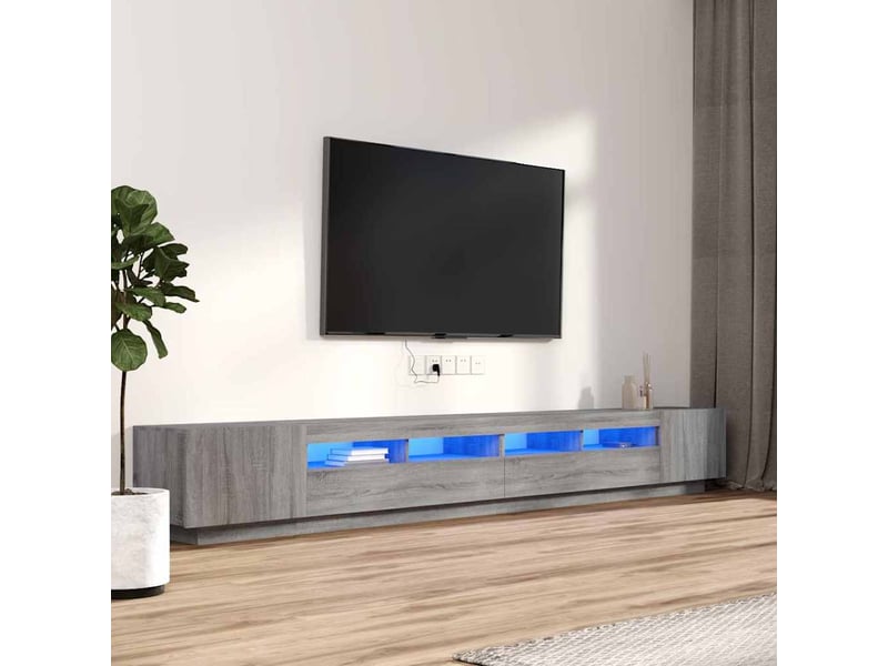  Ensemble de meubles tv avec lumières led 3 pcs sonoma gris shl39611  - Conforama B