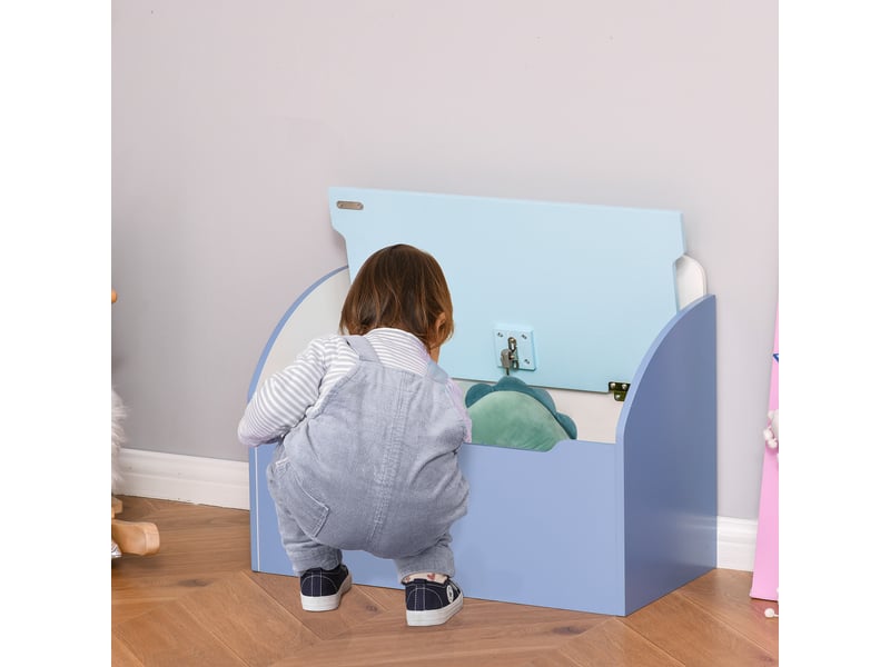 Banc de rangement pour jouets 2 en 1 en bois, coffre avec dossier pour enfants de 3 à 6 ans, 60 x 30 x 50 cm, bleu - Conforama C