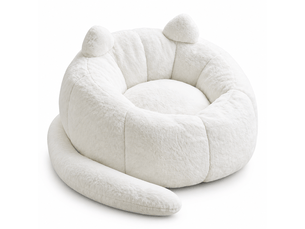 Canapé lounge adulte design original blanc, fauteuil pouf confortable sans montage