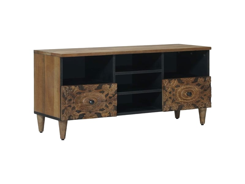 Meuble tv - banc tv - meuble de rangement marron 100 x 33,5 x 46 cm bois de mangue massif  - Conforama B