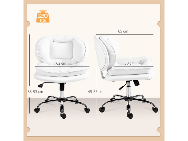  Chaise de bureau aureine jambes croisées siège large roulettes réglable blanc  - Conforama E
