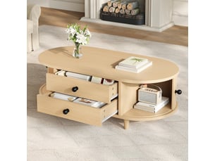Table basse ovale coloris naturel <strong></strong> <strong>Fay Lum</strong> - 50 cmx100 cm