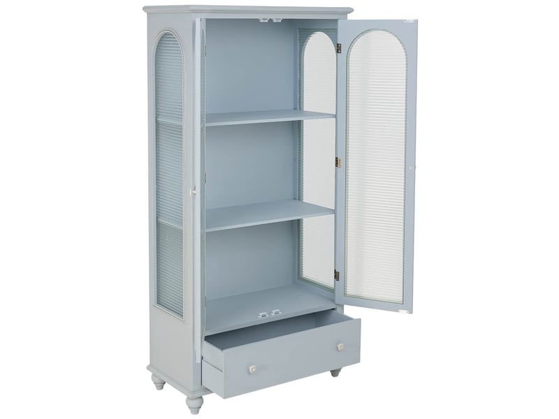  Vitrine en bois bleu 80x38x160 cm h  - Conforama E