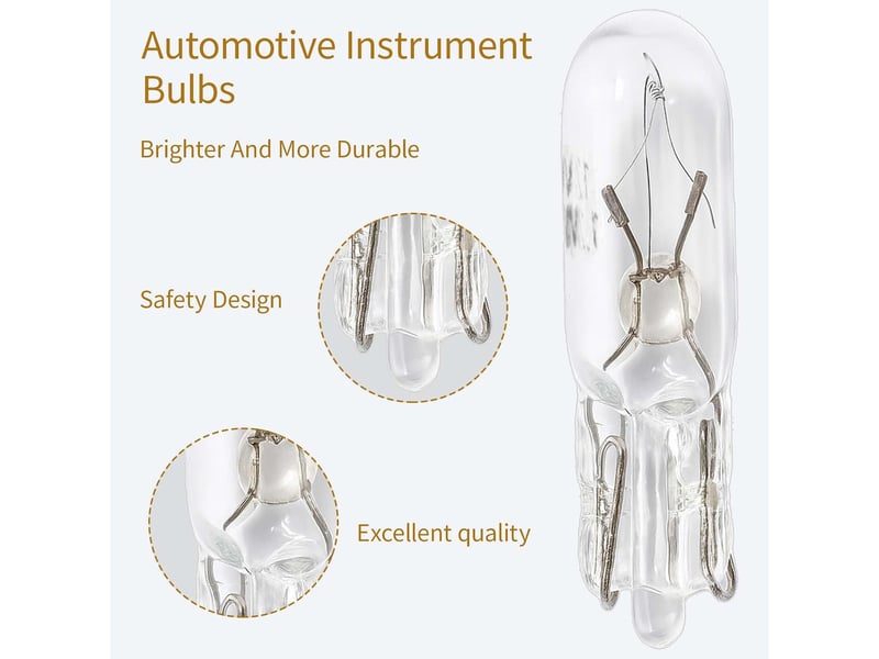  Lumière blanche pour tableau de bord voiture 12v t5 w1.2w led incandescent  10 pcs  - Conforama C