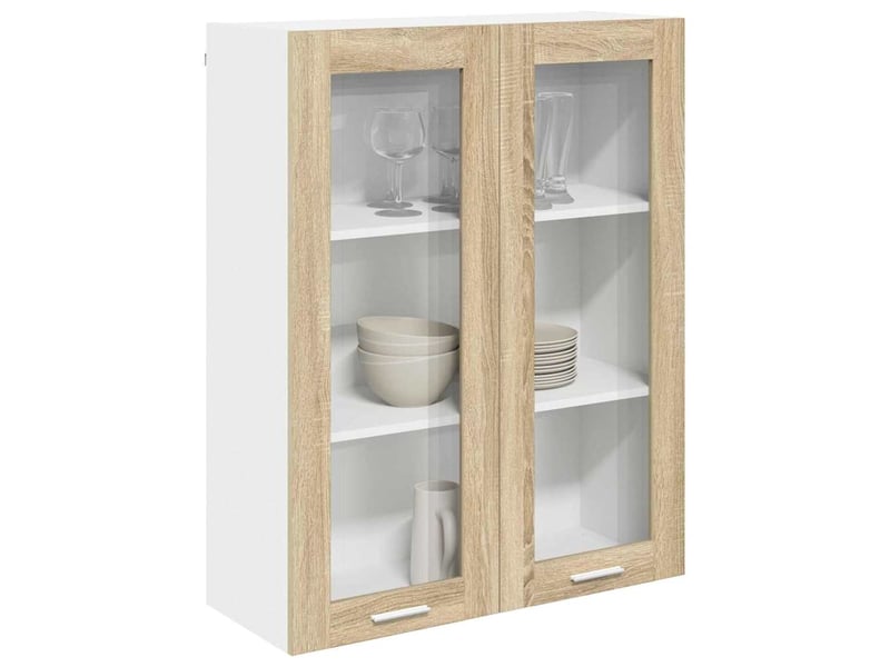 Meuble de rangement cuisine, armoire suspendue chêne sonoma 80x31x100cm shl7848  - Conforama C