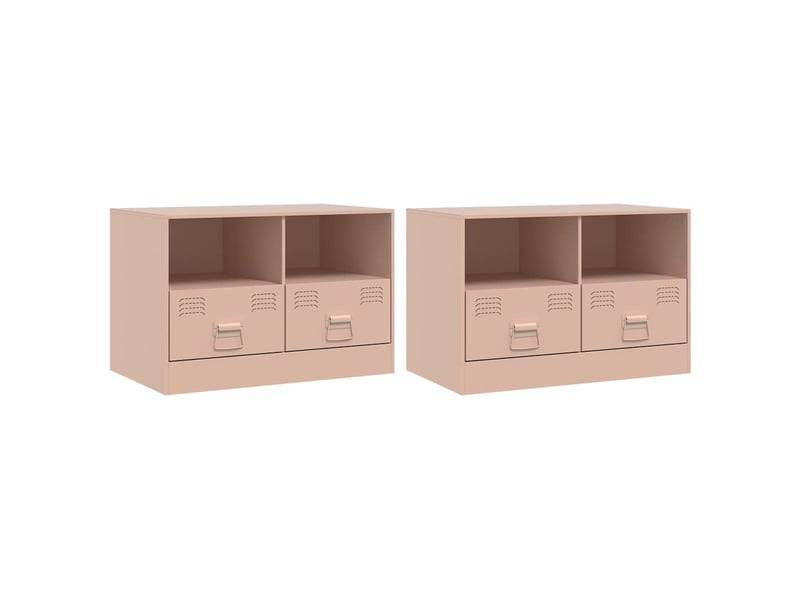  Lot de 2 meuble tv bas salon rose 67x39x44 cm acier shl30484  - Conforama A