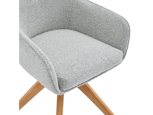 Chaise de salle à manger pivotante à 360° piétement en bois massif lot de 2 pièces revêtement en tissu gris assise en mousse dossier ergonomique style moderne légèrement luxueux