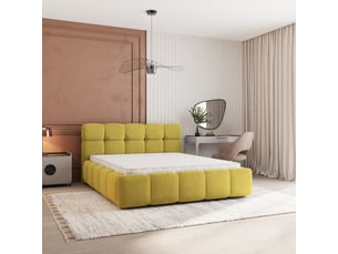 Lit coffre 180x200 cm <strong>MASSENO</strong> <strong></strong> coloris jaune