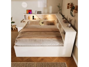 Lit banquette 140x190 cm <strong>MODFU</strong> <strong></strong> coloris blanc