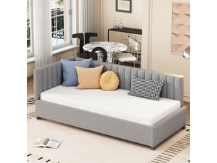 Lit banquette 90x200 cm <strong>ZOVIRA</strong> <strong></strong> coloris gris