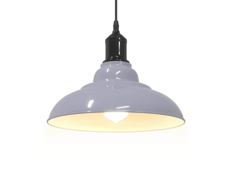  Lampe suspendue, suspension luminaire réglable hauteur e27 gris brillant ø 31cm métal  - Conforama E