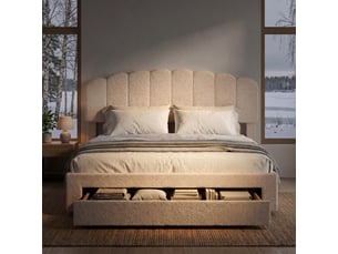 Lit avec rangement 140x200 cm <strong>Lonelyo</strong> <strong></strong> coloris beige