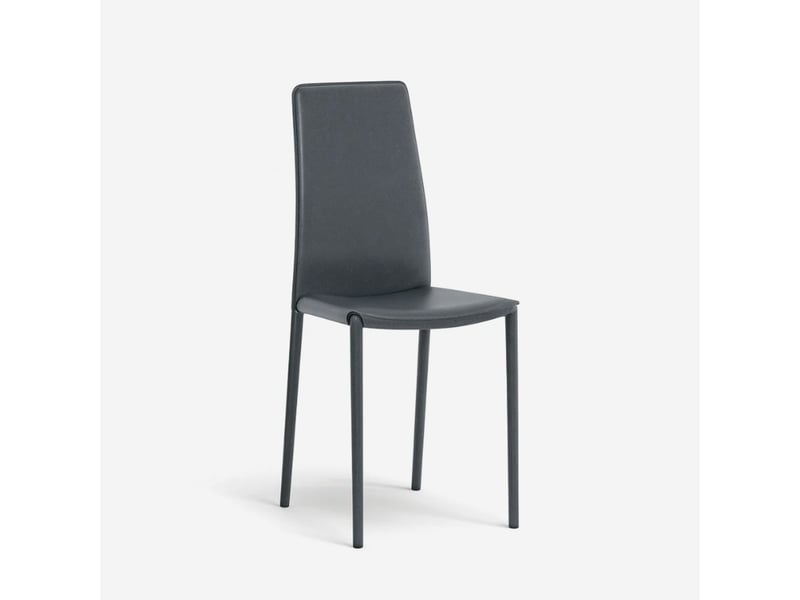  Lot de 4 chaises empilables rembourrées en simili cuir luma - gris  - Conforama C