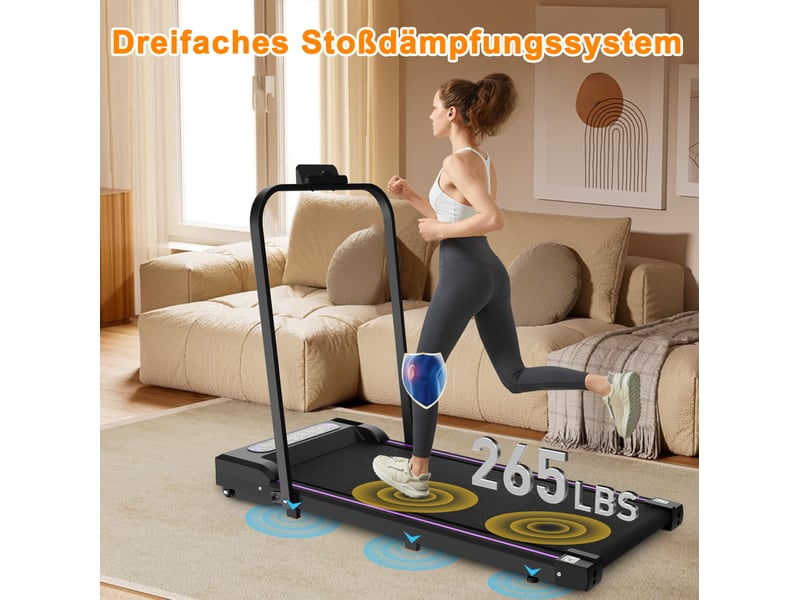  Tapis de course pliable 108x48x90 cm 2,5 ps métal noir  - Conforama B