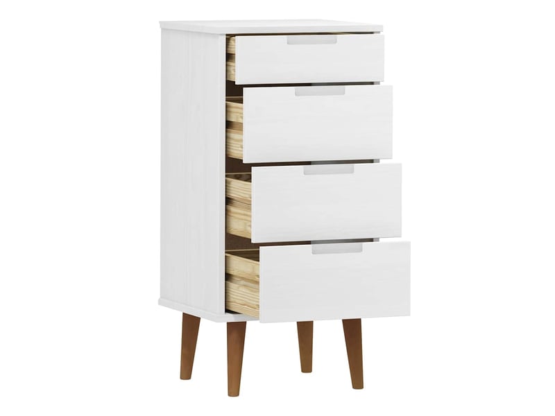  Commode chambre adulte, armoire à tiroirs molde blanc 40x35x82 cm bois de pin massif  - Conforama E