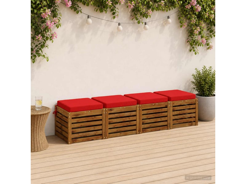  Lot de 4 coussins de siège, coussins d'assise soest 100 % polyester rouge cf60507  - Conforama B