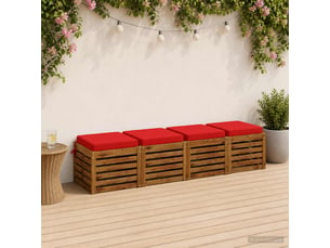Lot de 4 coussins de siège, coussins d'assise soest 100 % polyester rouge cf60507