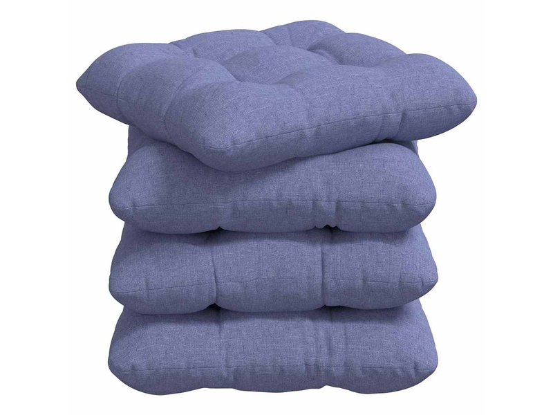  Lot de 4 coussins de siège, coussins décoratifs tissu bleu denim 40 x 40 x 12 cm cf59956  - Conforama A