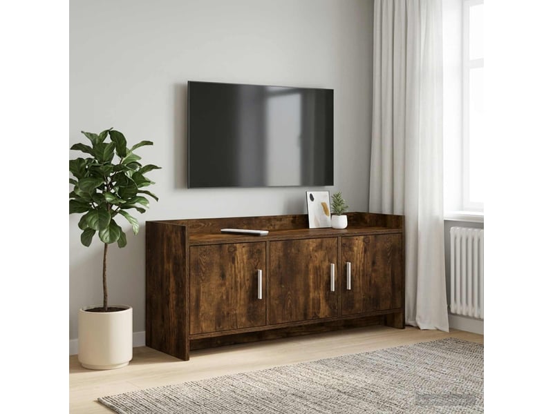  Meuble tv - banc tv - meuble de rangement 102 x 33 x 47 cm chêne fumé bois d'ingénierie  - Conforama B